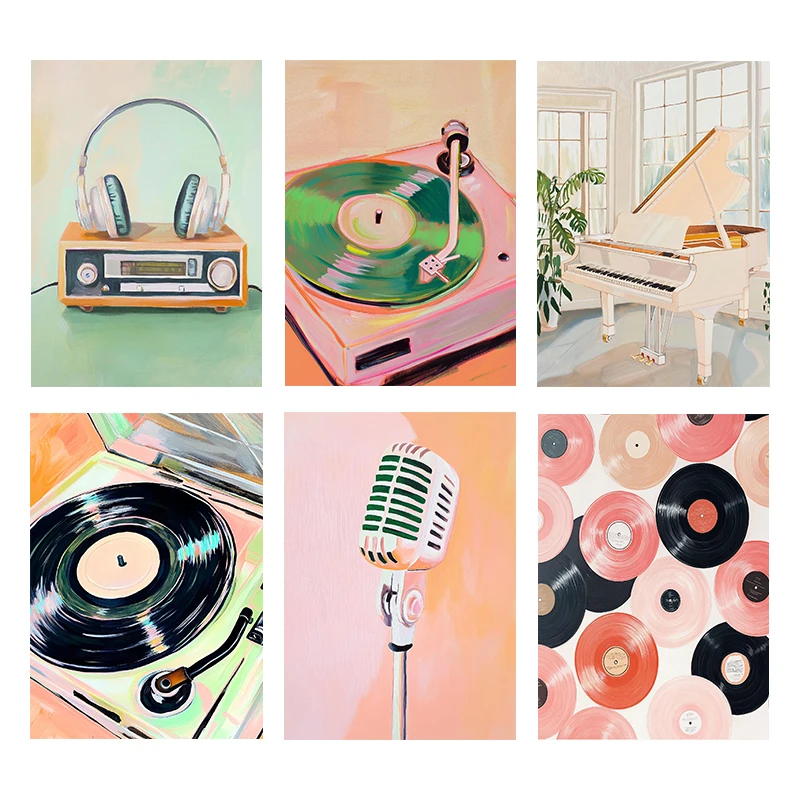 (Zonder lijst) Retro muziekpos - Picture Of Musical Instrument recensie en prijs